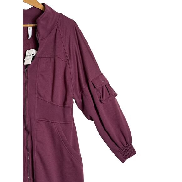 Anthropologie Daily Practice Zip Front French Terry Sweatshirt Dress XL Plum - Picture 4 of 10